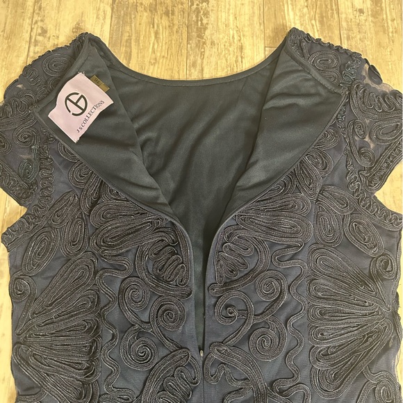 JS Collections Navy Embroidered Soutache Dress